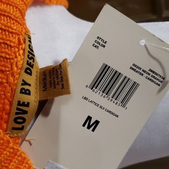 LOVE By Design lattice sleeve Tangerine Sweater NWT - Picture 5 of 5